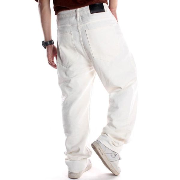 

men's jeans white demin pants baggy man loose hip hop skateboard denim rap male black trouses tall big size 30-46, Blue