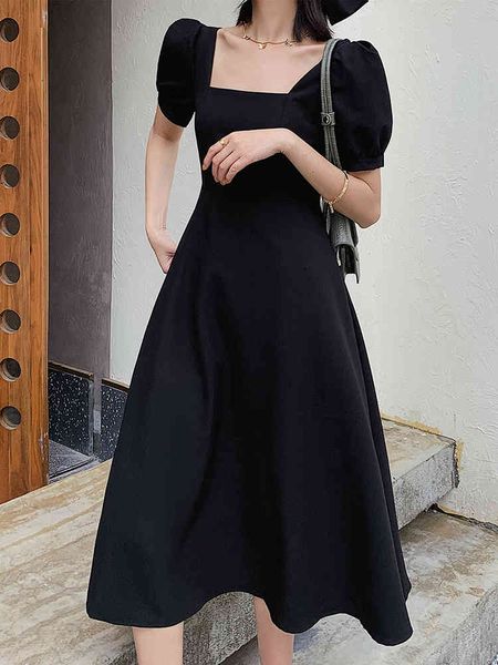 

french style women's dress retro stylish square beaded sleeves line worn by the ladies of vintage elegant dresses, Black;gray