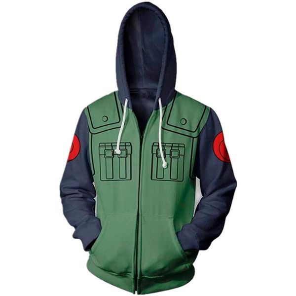 

mens designer t shirts new fashion harajuku anime sasuke zip men hoodie 3d print hatake kakashi hoodies streetwear sweatshirt 2021, Black