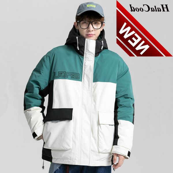 

halacood new winter warm men duck down jacket coat casual autumn puffer thick hat white parka male men's, Black
