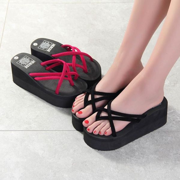 

arrival selling leisurely women canvas fashion flower anti skidding thick bottom slipsole beach shoes for bath a3 slippers, Black