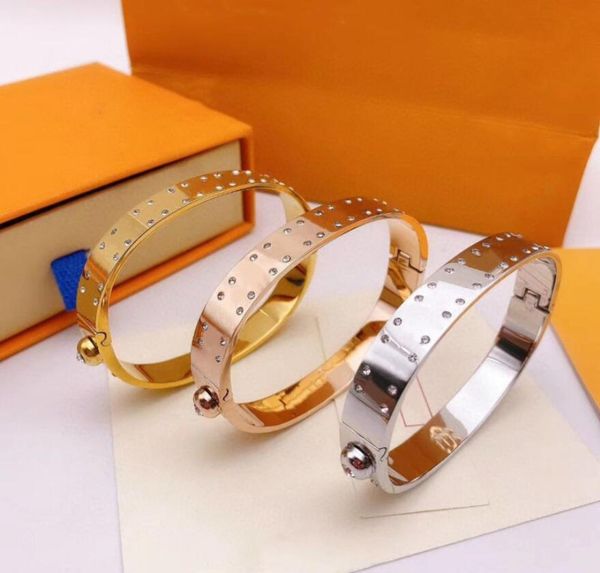 

fashion diamond designer bracelets for man woman bangle jewelry bracelet jewelr 3 color bangles with box2091, Black