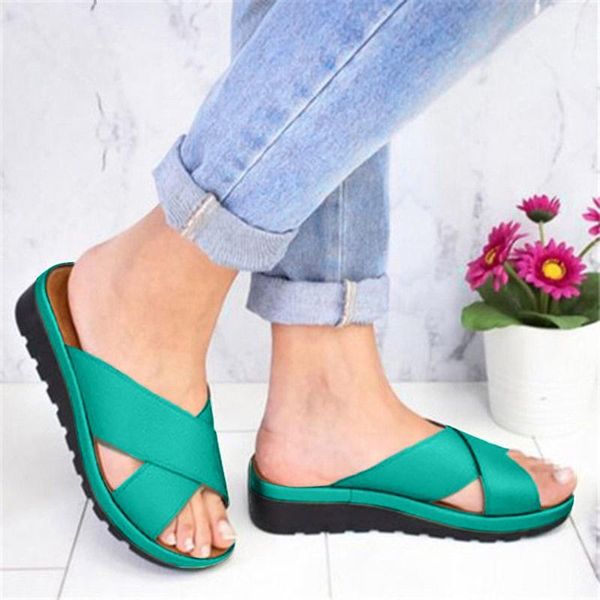 

slippers 2021 summer women slipper roman thick bottom beach sandals female wedge shoes lady bath home outdoor fashion, Black