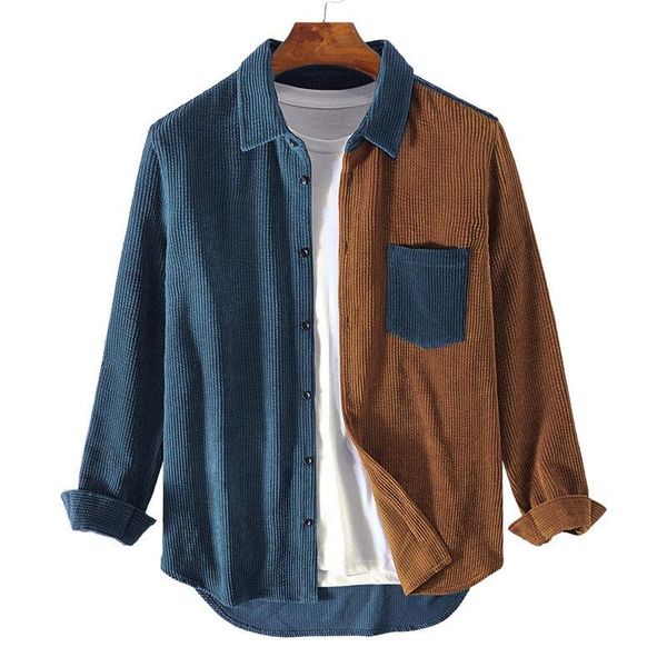 

men's jackets solid color plus size work blouse brand clothes men fashion corduroy shirt long sleeve business social, Black;brown
