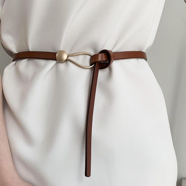 

belts fashion women thin corset belt golden buckle pu leather strap dress all-match black ladies female designer waistband, Black;brown