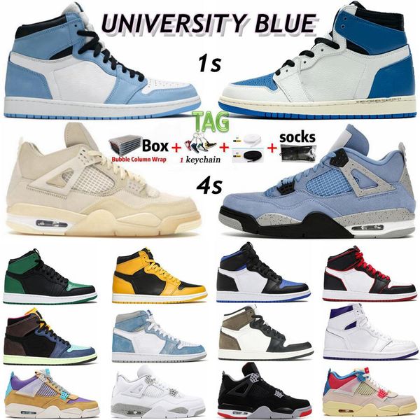 

university blue 1 jumpman 1s hype royal twist unc mens basketball shoes black cat bred 4 4s fire red white cement sail what the guava ice sp