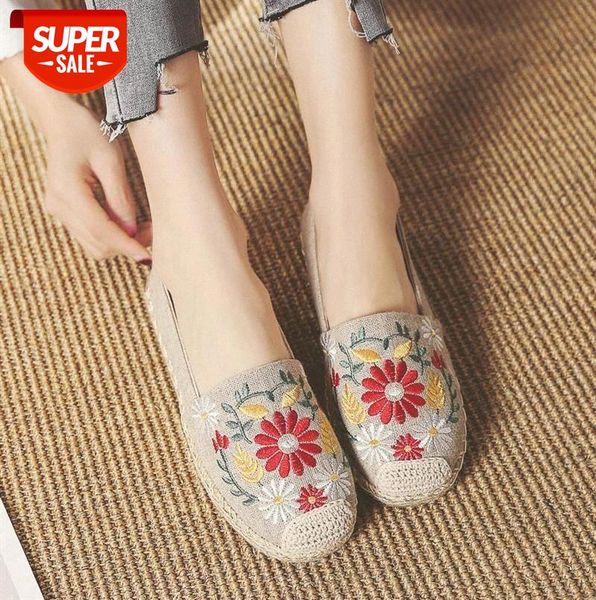 

2020women's flats fisherman shoe 2018 spring hemp fashion embroidery ladies shoes casual shoes women breathable canvas shoe #w76i