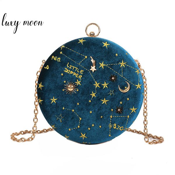 

round suede women shoulder messenger bag fashion embroidery evening clutch purse ladies small chain crossbody bag