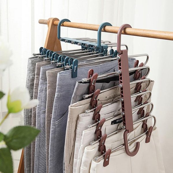 

closet organizer space clothing rack magic hanger clothes hook fashion 5 in 1 pant shelves stainless steel hangers & racks