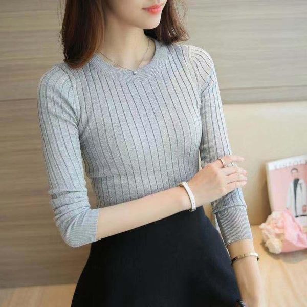 

women's sweaters 2021 autumn winter women sweater ladies o-neck fashion solid slim long sleeve pullovers clothing, White;black