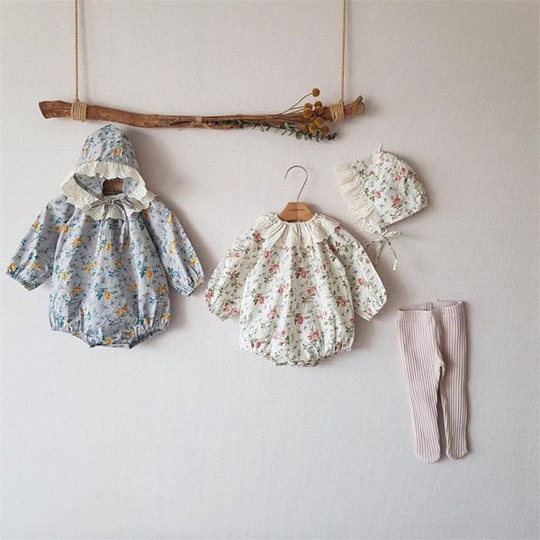 

rompers floral baby clothes autumn female treasure one-piece triangle romper girls long-sleeved, Blue
