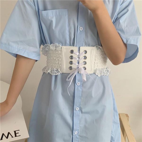 

belts up all-match slimming lace belt women's elastic bow decoration with dress fashionable waist seal wide, Black;brown