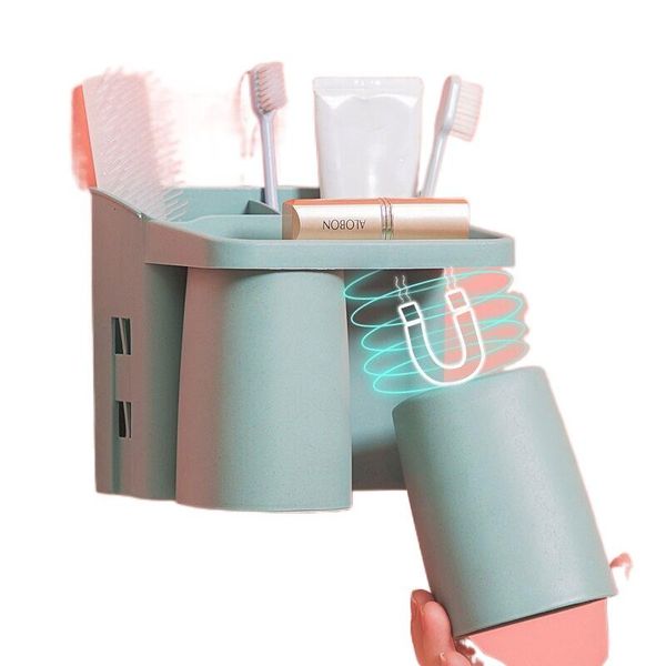 

toothbrush holders magnetic cup holder multifunction storage toothpaste bathroom accessories automatic saving dispenser