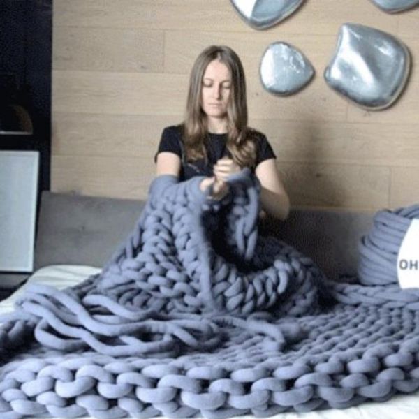 

blankets 6cm arm thick knitted blanket yarn throw carpets soft warm decor bed home textile 100% acryl hand chunky