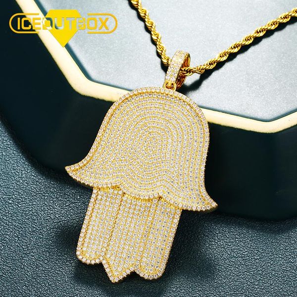 

full of rhinstone oversize hands pendants necklace crystal zircon rapper hand shaped for men's hip hop jewelry gifts pendant necklaces, Silver