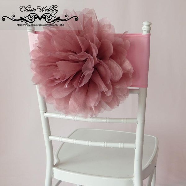 

pcs blush pink flower chair band organza sash for wedding decoration sashes