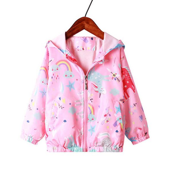 Ragazze Giacche Cappotti Unicorni Stampa Felpa con cappuccio Arcobaleno Capispalla carino Autunno Primavera Abbigliamento per bambini Bambino 210529