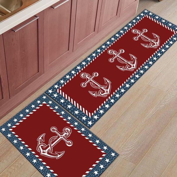 

flag pentagram anchor modern kitchen mat home entrance doormat bathroom non-slip rug floor in the room carpets