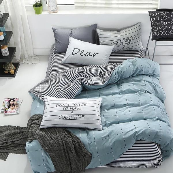 

sheets & sets cotton bed fitted sheet set 2 sizes with duvet cover nordic simple printed bedding bedsheet 4pcs sabanas cama matrimonio