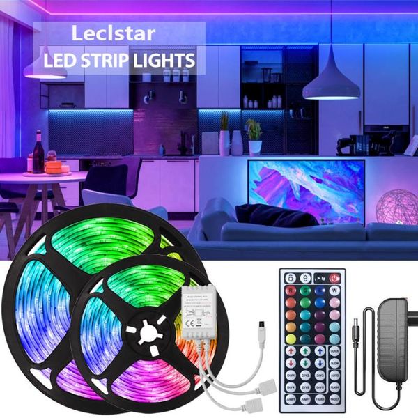 

65.6ft led strip lights ultra long rgb color changing with 44 keys ir remote for room home decoration 5m 10m 15m strips