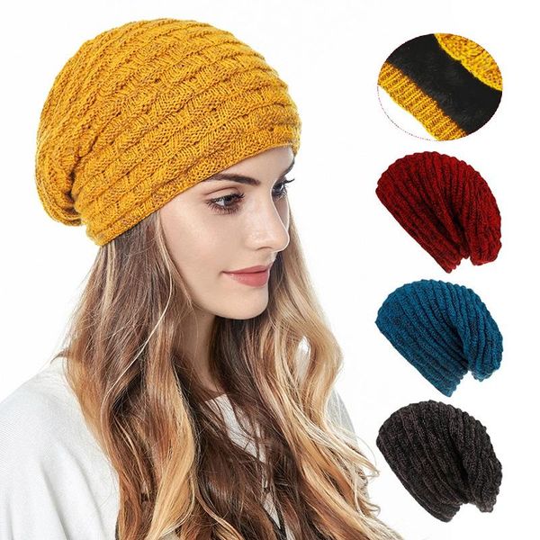

beanie/skull caps winter hats for women men fleece lined warm bomber and woolen yarn knitted hat cap ladies skullies beanies accessories, Blue;gray