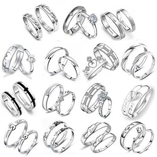 

wedding rings european and american jewelry open couple ring female korean version of zircon diamond live pair, Slivery;golden
