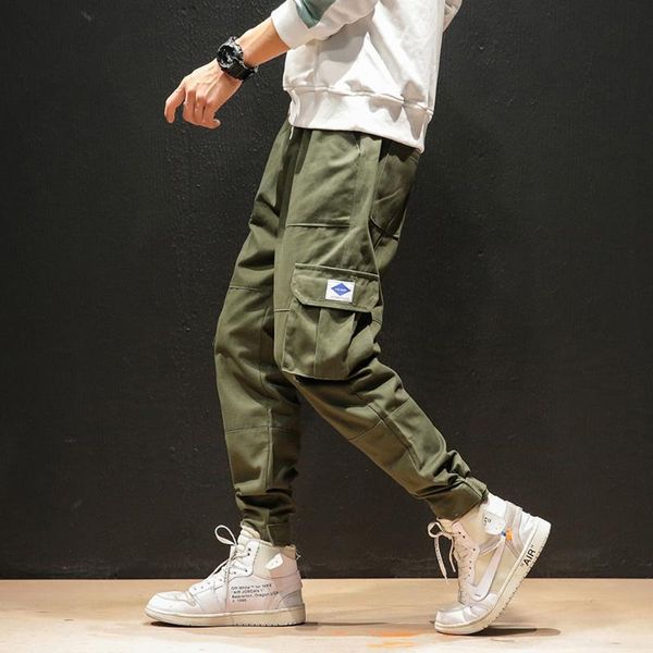 

men's pants men hip hop harem joggers 2021 loose male trousers mens solid multi-pocket overalls sweatpants 5xl, Black
