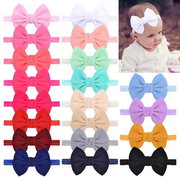 

hair accessories 20color nylon solid bowknot baby headband elastic bands for girls handmade turban headwear born kids, Slivery;white