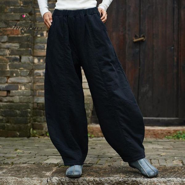

women's pants & capris suvance winter vintage casual 4 solid color  cotton women yf-bxf2360, Black;white