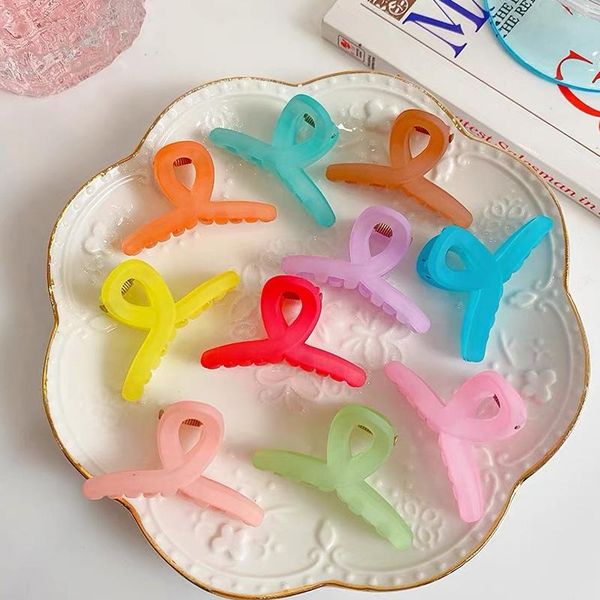 

hair accessories 1pcs women clip acrylic hairpins cross transparent crab claw clips girls make up washing tool decoration, Slivery;white