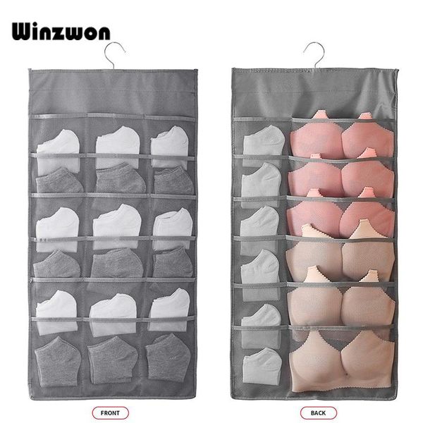 

storage boxes & bins dual side closet wardrobe hanging organizer 30 mesh pockets underwear bra socks space saving holder bag
