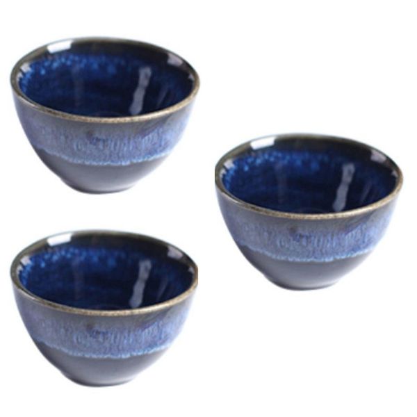 

cups & saucers 3pcs japanese style ceramics cup sake for tea coffee water (blue)