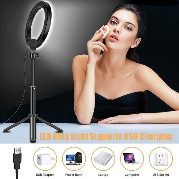 

flash heads 26cm portable selfie ringlight adjustable tripod studio pography lighting phone po led ring fill light lamp youtube