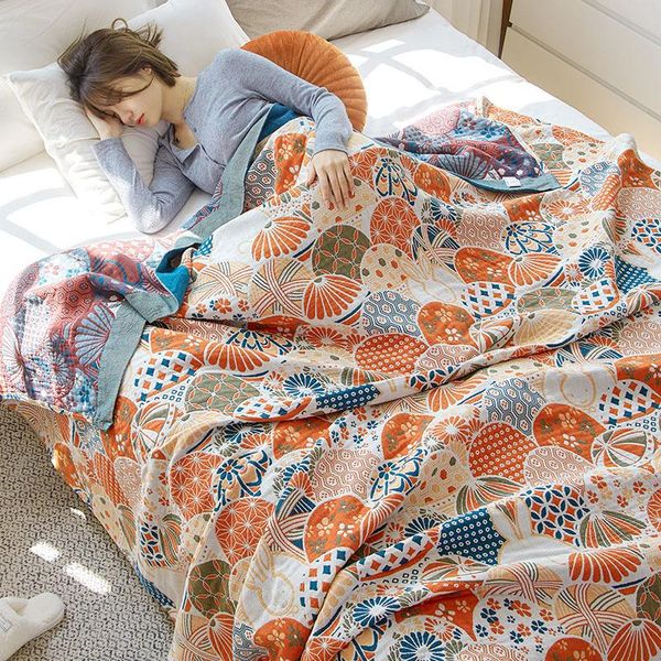 

blankets cotton 4 layers muslin towel blanket summer cool quilt bedding lightweight bedspreads air condition for beds