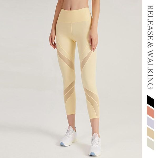 

yoga outfit r&w mesh hollow ankle women sports pants tight high elastic leggings exercise dancing legging joggers running pant training