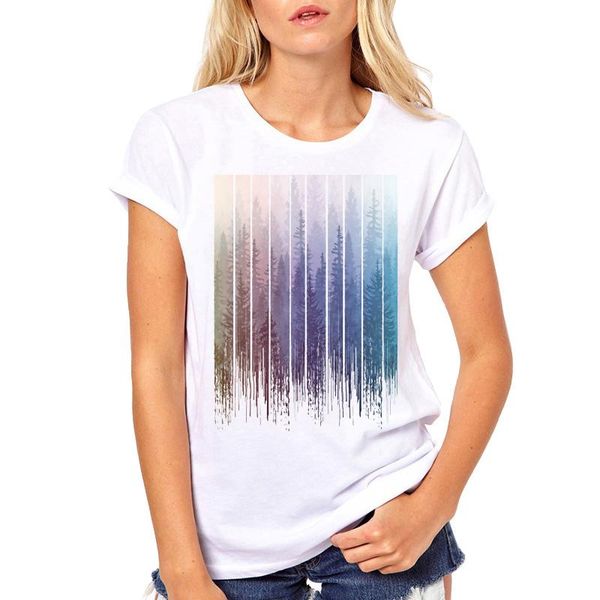 

women's t-shirt teehub est grunge dripping rainbow misty forest printed women funny geometric t shirts short sleeve tees hipster, White