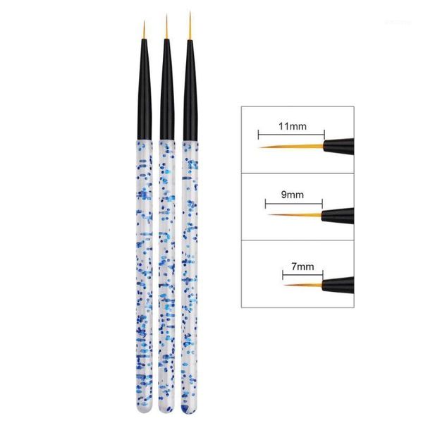 

3pcs 7/9/11mm sequins nail art acrylic french painting brush flower stripes lines liner diy drawing pen manicure tool t04851