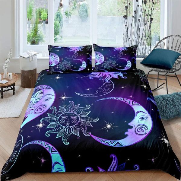 

bedding sets xotic duvet cover sun and moon pattern blue purple set hoho luxury theme starry sky decor soft microfiber comforter