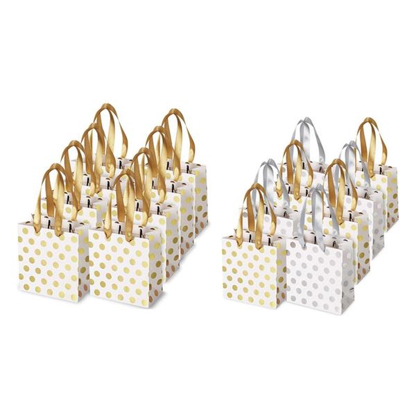 

small gift bags with ribbon handles gold mini bag,for birthday weddings christmas holidays graduation baby showers wrap