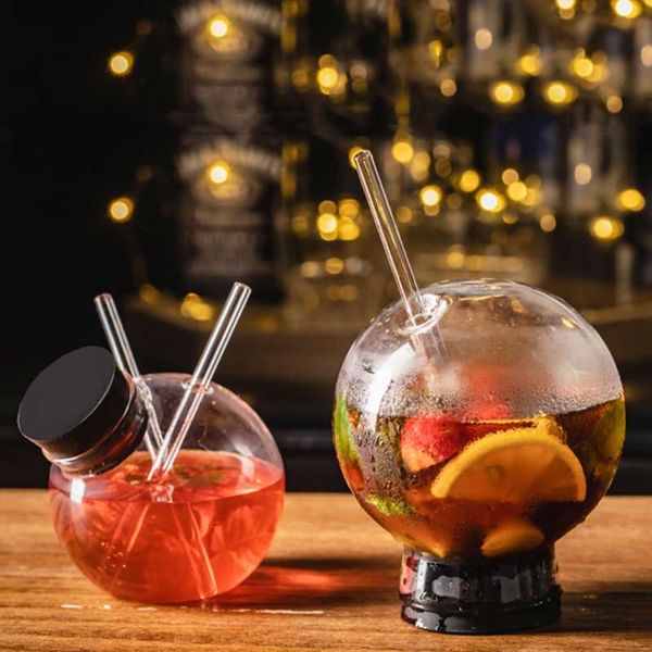 

wine glasses creative round ball cocktail glass molecular with straws juice cup bar party club drinkware 285/450ml drop