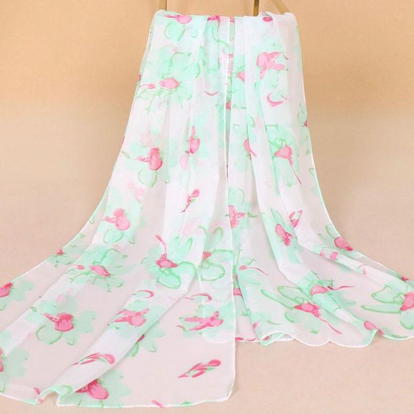 

scarves 2021 style chiffon fashion joker printing flower scarf for women wrap shawl stole 121, Blue;gray