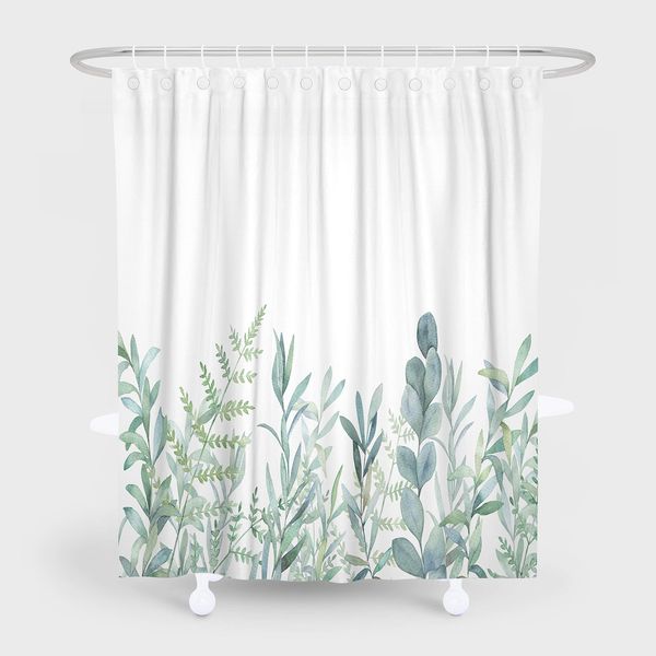 

botanical shower curtain watercolor floral pattern art leaf plant 70" x 80" nature
