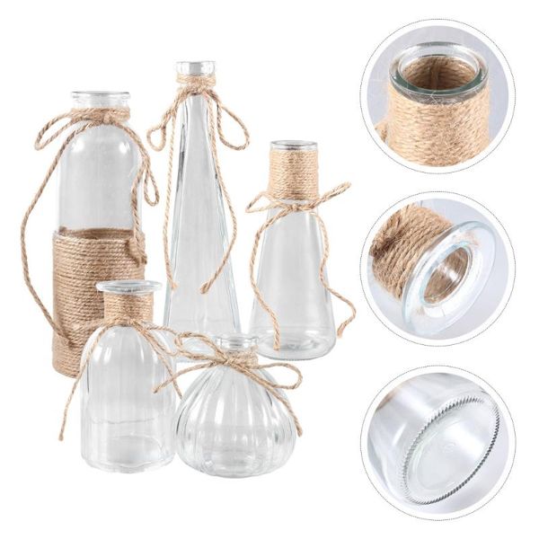 

5pcs decorative vases plant vase adornment with rope flower for home decor