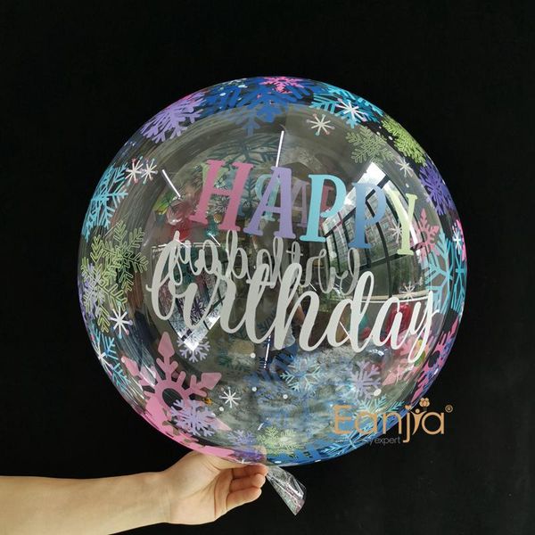 

party decoration 1pcs 20 inch snowflake theme bobo transparent clear happy birthday letters balloons helium inflatable balls gifts baby favo