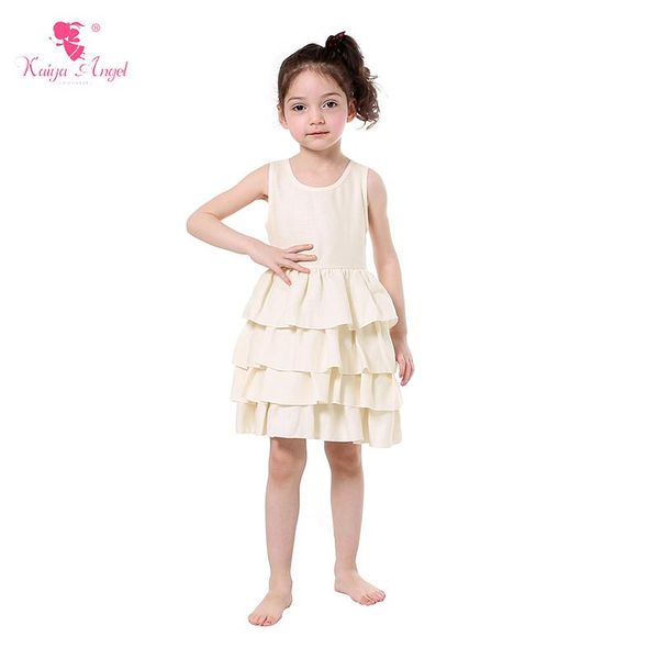 

girl's dresses 2021 girls dress ivory linen ruffle summer spring clothes party wedding, Red;yellow