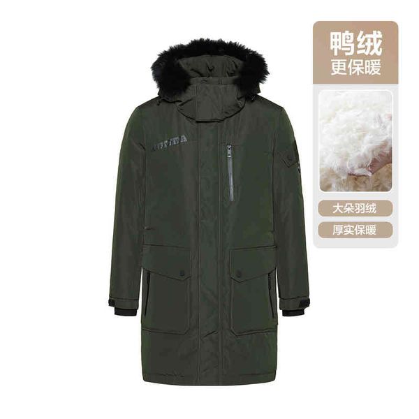 

autumn and winter new down jacket men's leisure, warm and comfortable long hooded wool collar men's down jacket, Black