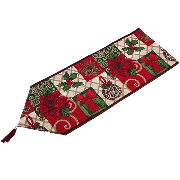 

1pc christmas decorative table runner placemats thanksgiving day flower cotton soft cloth home wedding party decor mats & pads