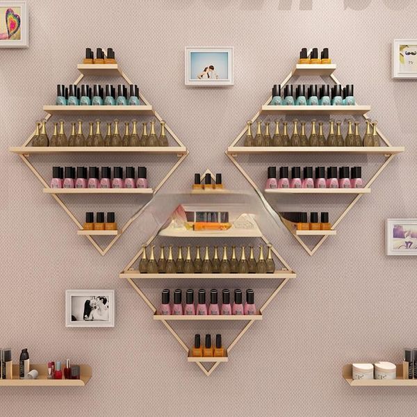 

hooks & rails forma de diamante una dorada polaco organizador almacenamiento estante pared colgante para cosmeticos