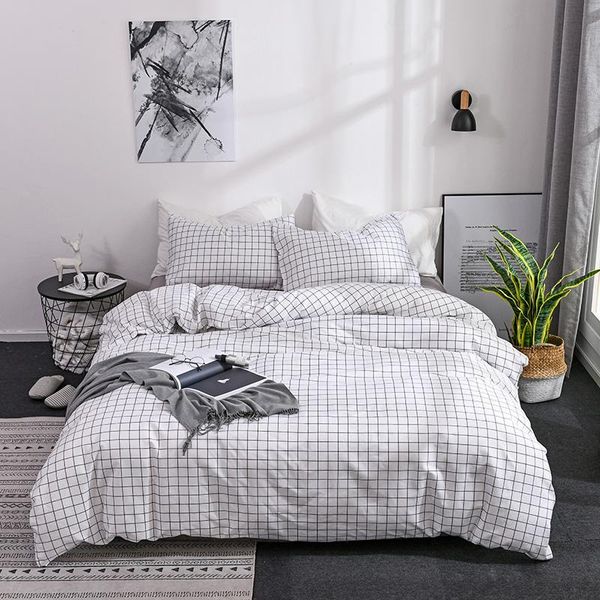 

white plaid bedding set duvet cover pillows female teen sets