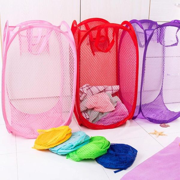 

laundry bag up mesh washing foldable basket bin hamper storage baskets